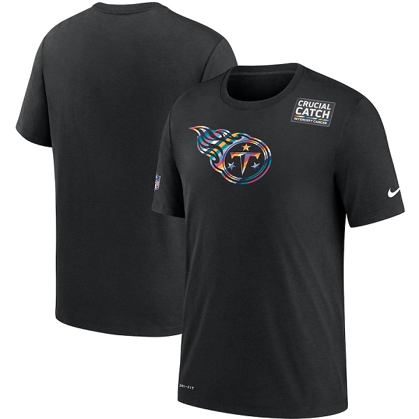 Men's Tennessee Titans 2020 Black Sideline Crucial Catch Performance T-Shirt